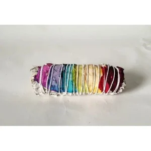 4" White Sage & Chakra Rose Petals Smudge Stick