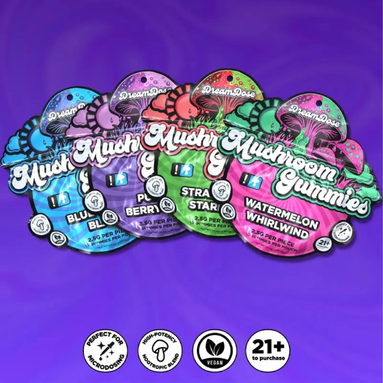 Dream Dose Watermelon Whirlwind Mushroom Gummies - Image 2