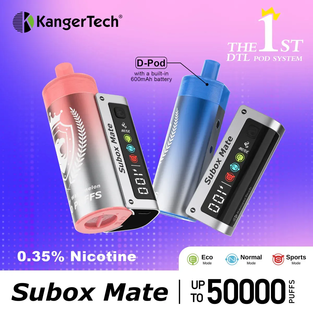 Kanger Subox Mate D 50K Disposable Pod – 40mL – 3.5% Salt Nic