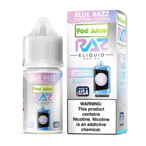 Pod Juice X RAZ Salt – Blue Razz Cotton Clouds – 30ML E-Liquid