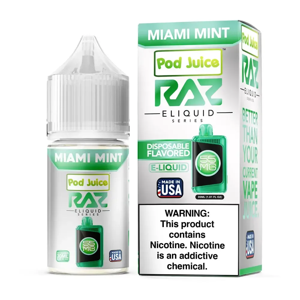Pod Juice X RAZ Salt – Miami Mint – 30ML E-Liquid