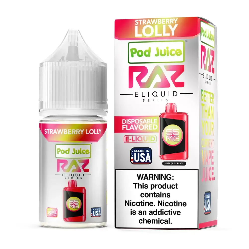 Pod Juice X RAZ Salt – Strawberry Lolly – 30ML E-Liquid