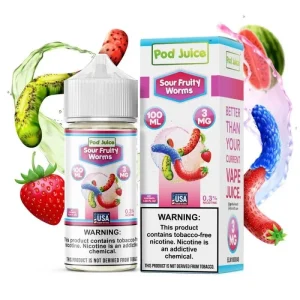 Pod Juice Sour Fruity Worms TF Vape Juice 100ml - 3mg