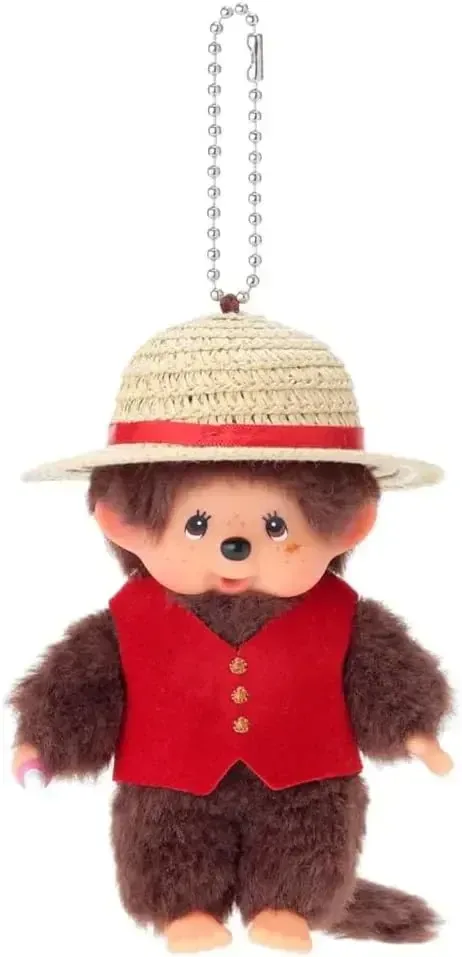 Sekiguchi One Piece Luffy Monchhichi Key Chain Plush Toy Figure