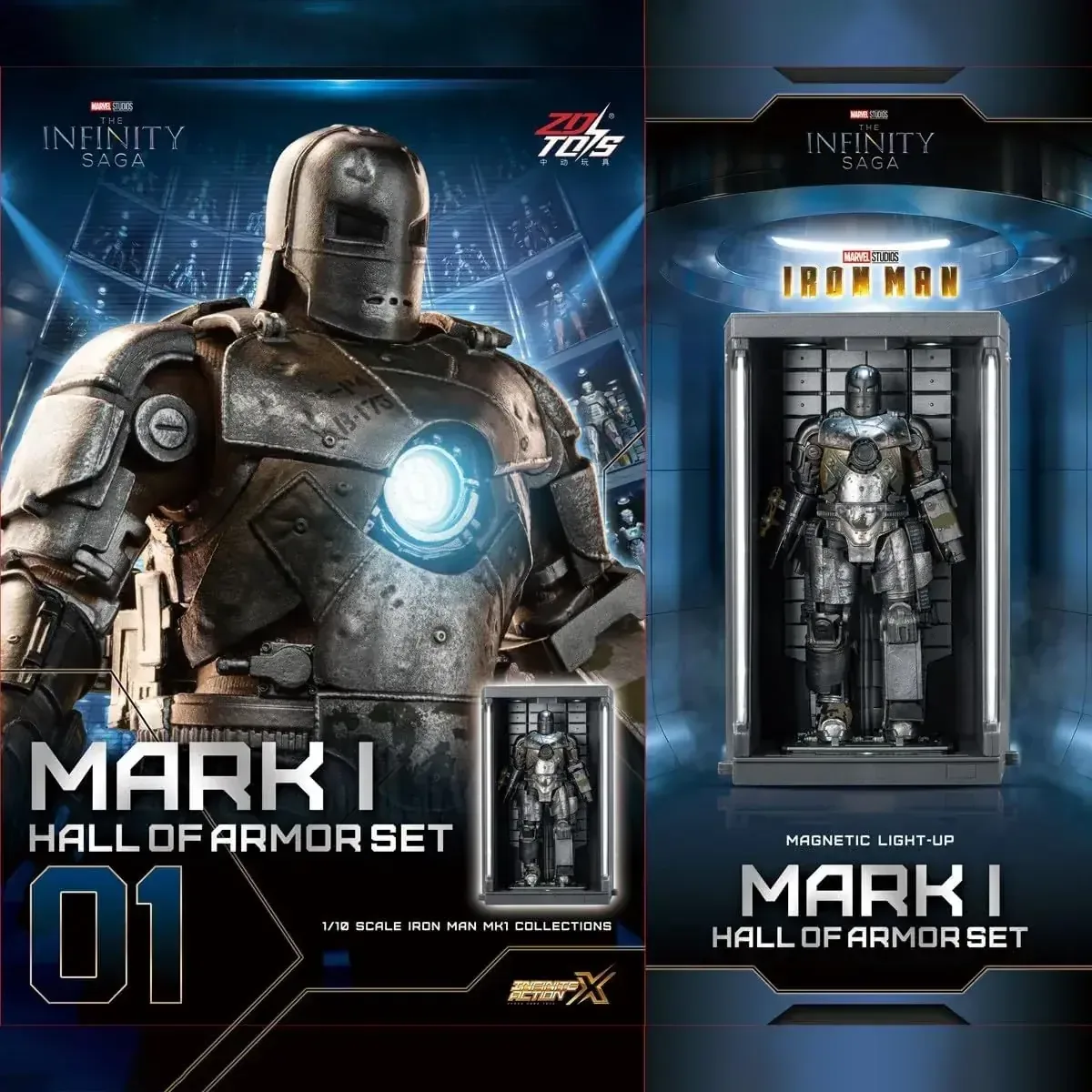 ZD Toys Iron Man MK1 Figure Hall of Armor Articulated Toy Set - Image 2