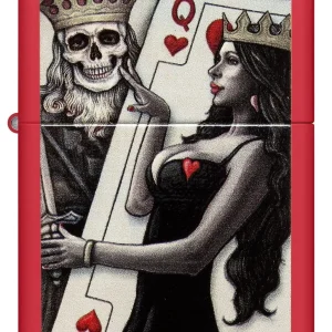 Zippo Lighter - Red Skull King Queen Beauty
