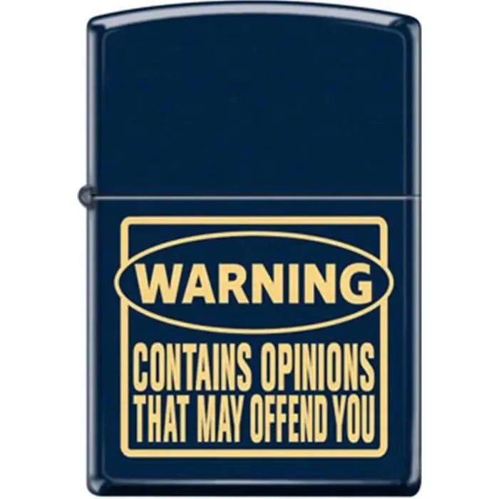 Zippo Lighter - Warning Contain Opinions